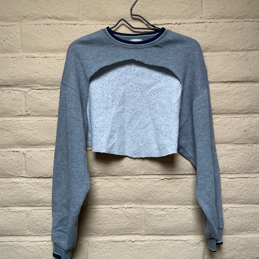 Quiksilver Two-Tone Gray Cropped Sweatshirt
